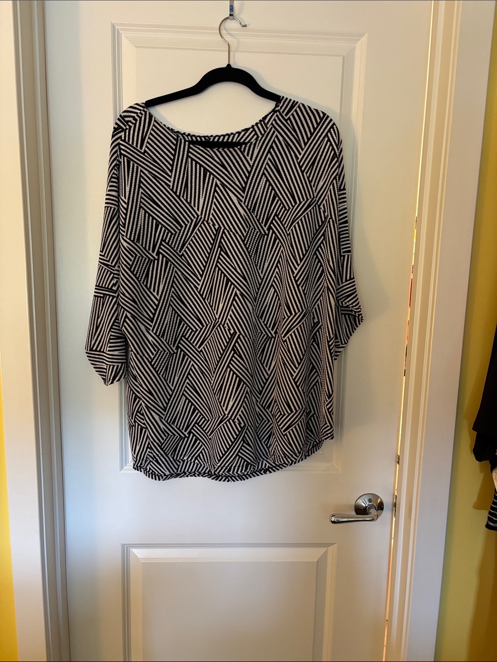 Alfani Black and White Geometric Print Blouse